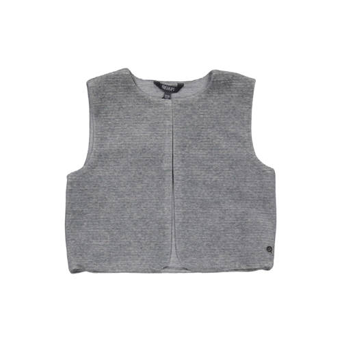 Quapi gilet grijs melange rib gebreid Meisjes Stretchkatoen Ronde hals - maat 122/128 afbeelding
