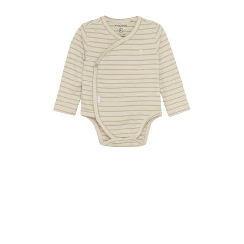 Noppies baby overslagromper Navi offwhite/ecru Jongens Stretchkatoen V-hals