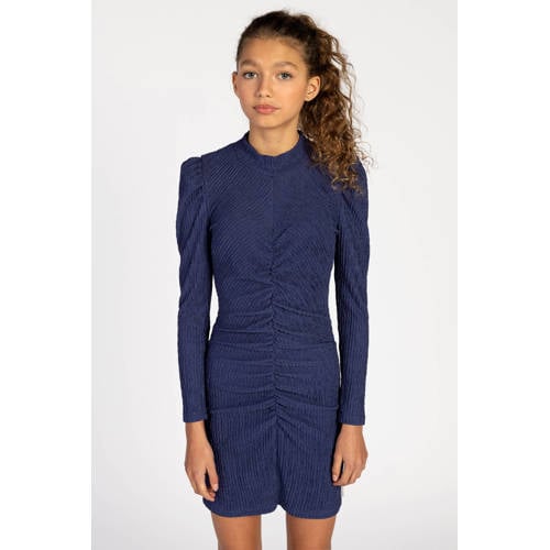 AI&KO korte jurk blauw Meisjes Polyester Ronde hals Effen - maat 128 afbeelding