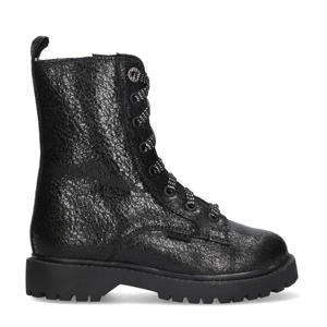 William Wendy leren veterboots zwart