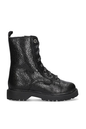 William Wendy leren veterboots zwart