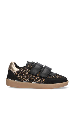 leren sneakers zwart/goud