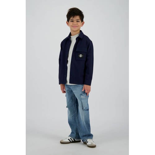 Raizzed overshirt donkerblauw Overhemd Jongens Katoen Klassieke kraag Effen