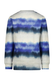 thumbnail: Blauw en lichtgrijze jongens Raizzed sweater van katoen met tie-dye effect, lange mouwen, ronde hals en geribde boorden