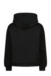 thumbnail: Zwarte meisjes Raizzed sweater van katoen met effen, lange mouwen en capuchon