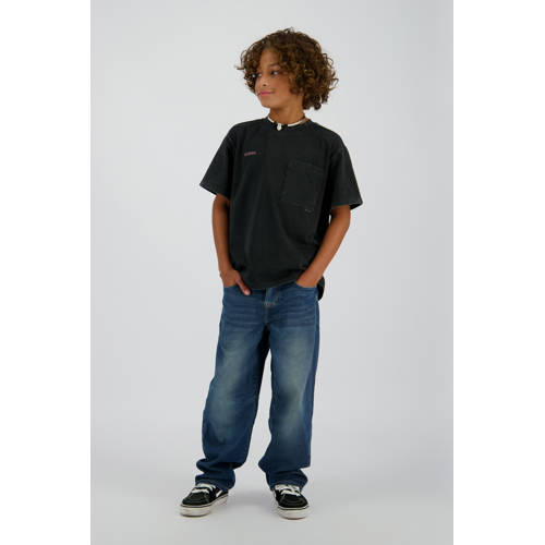 Vingino relaxed loose fit jeans dark blue denim Blauw Effen