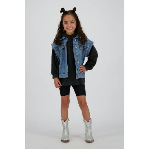 Vingino denim gilet medium blue denim Blauw Backprint