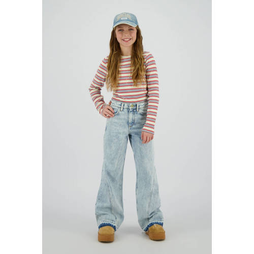 Vingino longsleeve geel rib gebreid Meisjes Stretchkatoen Ronde hals Streep