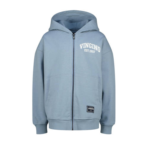 Vingino sweatvest lichtblauw Logo - maat 140 | Vest van Vingino afbeelding