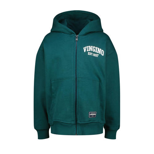 Vingino sweatvest donkergroen Logo - maat 152 | Vest van Vingino afbeelding