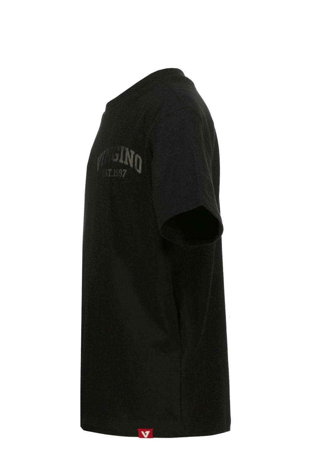 Zwarte jongens Vingino T-shirt van katoen met logo dessin, korte mouwen en ronde hals