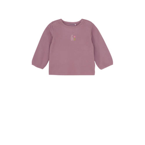 Noppies baby longsleeve roze rib gebreid Meisjes Katoen Ronde hals Printopdruk - maat 50 afbeelding