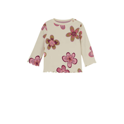 Noppies baby gebloemde longsleeve roze fijn gebreid Meisjes Stretchkatoen Ronde hals - maat 86 afbeelding
