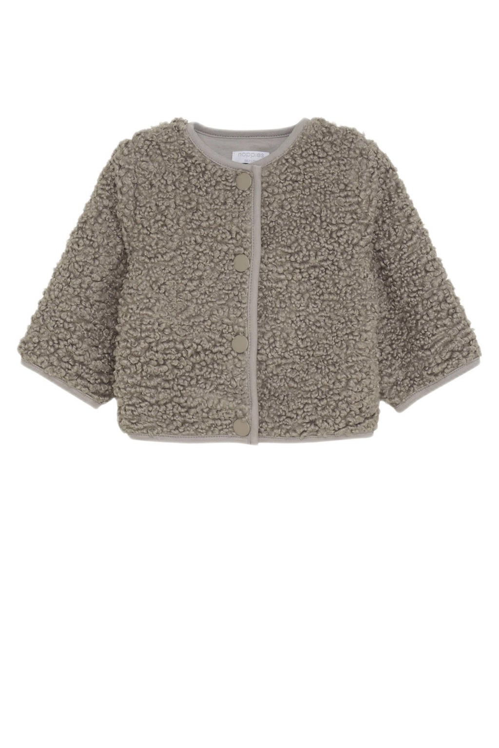 Beige meisjes Noppies baby teddy jas met lange mouwen en drukknoopsluiting