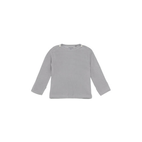 Noppies baby longsleeve lichtgrijs rib gebreid Jongens Katoen Ronde hals - maat 56 afbeelding
