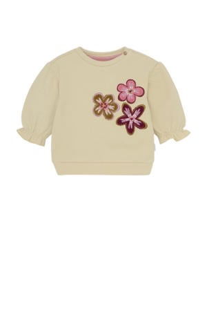gebloemde sweater beige