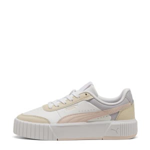Carina Mia leren sneakers wit/lichtgeel/lichtroze