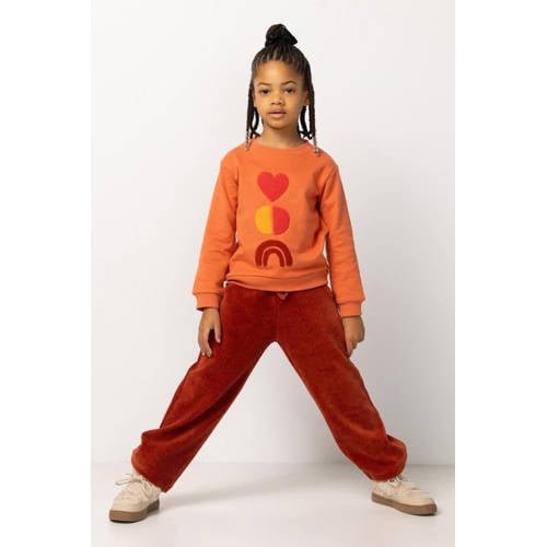 Noppies kids corduroy wide leg casual broek brique Oranje Effen - maat 104 afbeelding