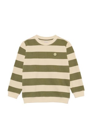 gestreepte sweater groen/beige