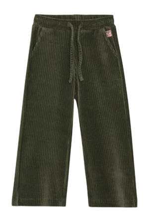 corduroy wide leg casual broek groen