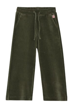 corduroy wide leg casual broek groen
