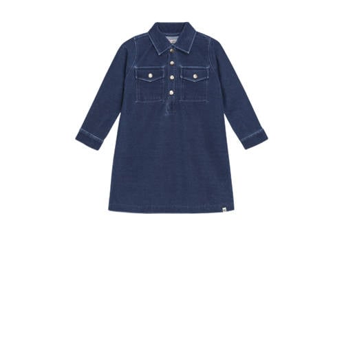 Noppies kids midi jurk blauw Meisjes Stretchkatoen Klassieke kraag Effen