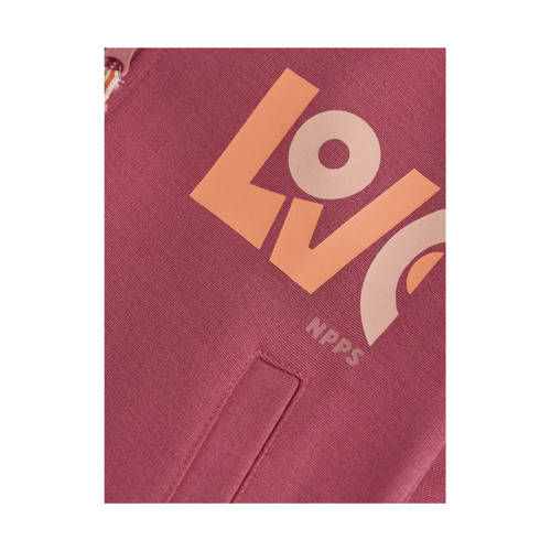 Noppies kids sweatvest roze Meisjes Viscose Opstaande kraag Tekst - maat 116 afbeelding