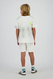 thumbnail: Lichtgrijs en witte jongens Vingino T-shirt van katoen met printopdruk, korte mouwen en ronde hals