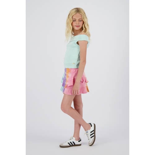 Vingino off shoulder top mintgroen Effen