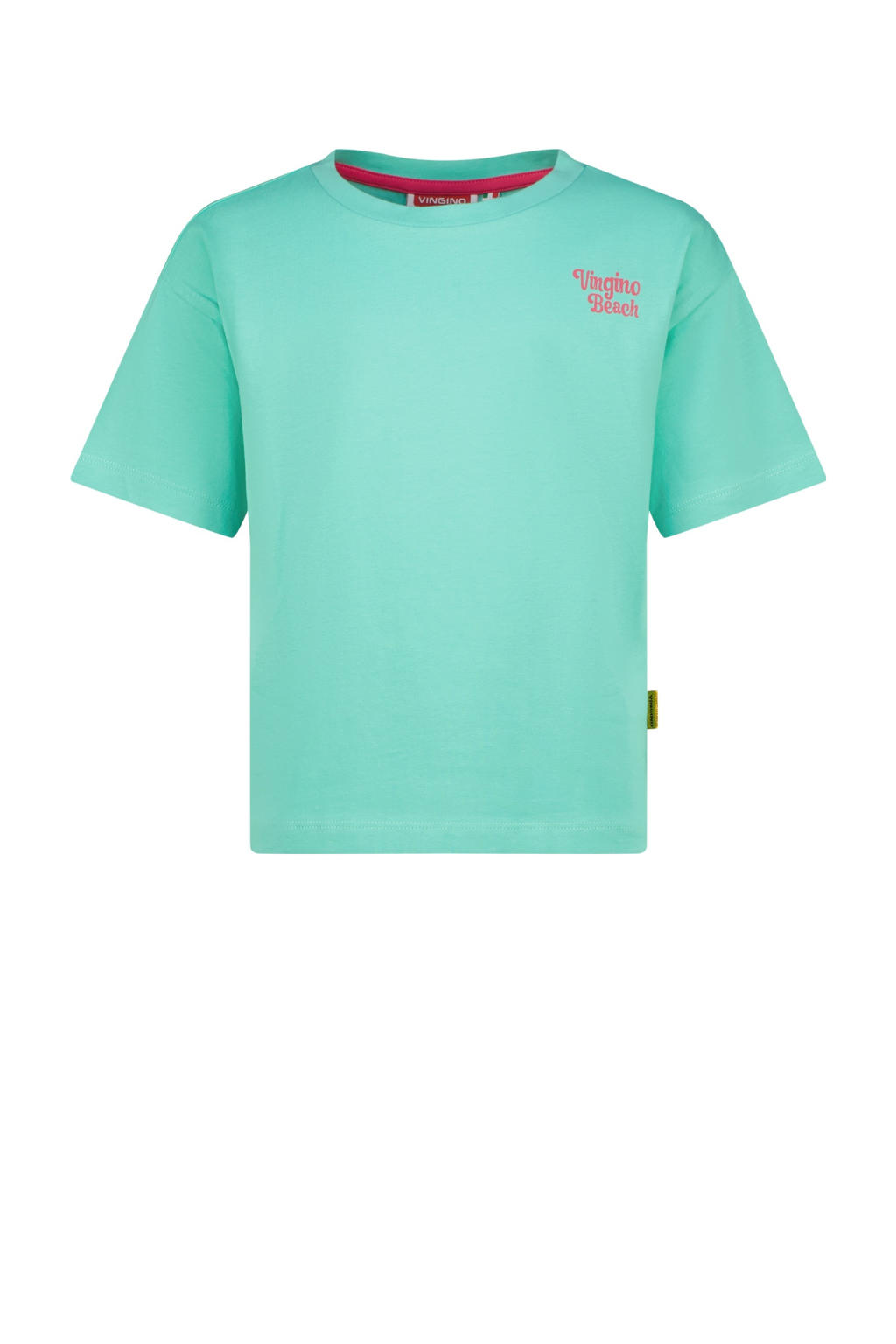 Turquoise meisjes Vingino T-shirt van katoen met backprint, korte mouwen en ronde hals