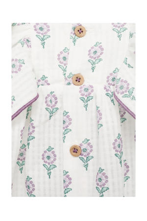 jurk met bloomer naturel wit/paars/groen