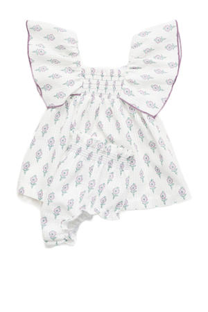 jurk met bloomer naturel wit/paars/groen