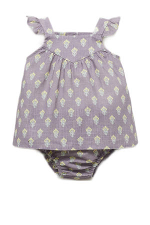 newborn babyjurk met bloomer pastelpaars