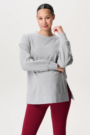 zwangerschaps sweater met backprint grijs