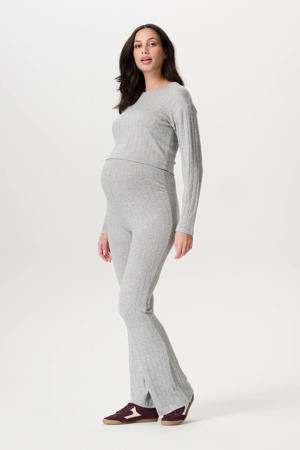 flared high waist zwangerschaps flared broek grijs fijn gebreid