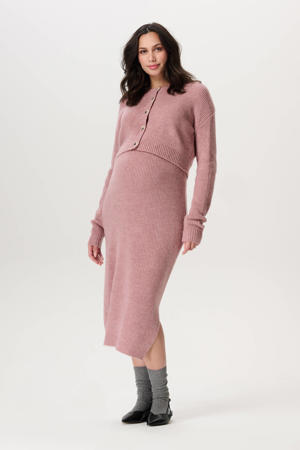 zwangerschaps midi rok grof gebreid roze