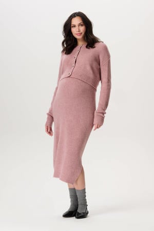 zwangerschaps midi rok grof gebreid roze