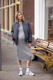 thumbnail: Noppies maternity zwangerschaps midi jurk fijn gebreid grijs