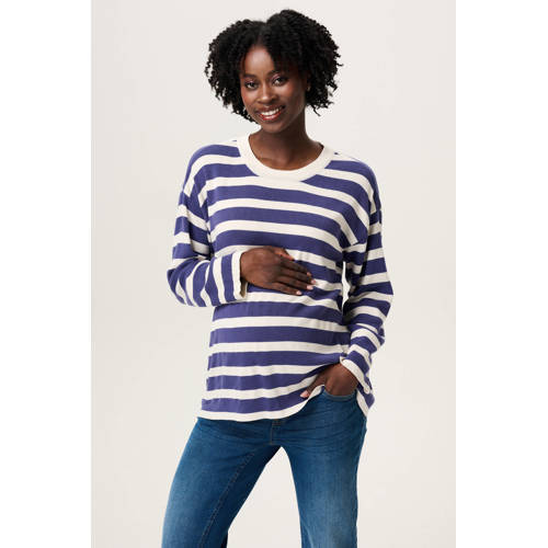 Noppies maternity zwangerschaps gestreepte longsleeve blauw Dames Polyamide Ronde hals - maat XXL afbeelding