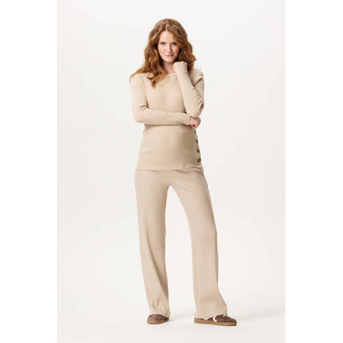 Noppies maternity flared high waist zwangerschaps flared broek ecru rib gebreid Dames Stretchkatoen - maat L afbeelding