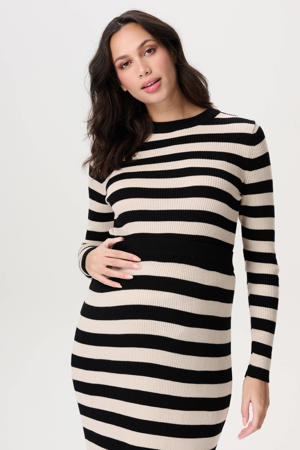 zwangerschaps gestreepte longsleeve zwart fijn gebreid