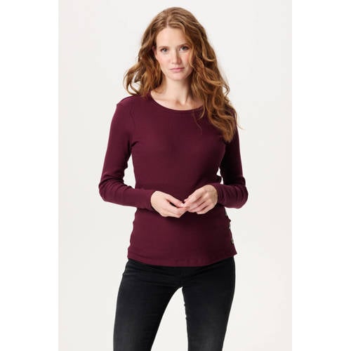 Noppies maternity zwangerschaps longsleeve donkerrood Dames Stretchkatoen Ronde hals - maat XS afbeelding