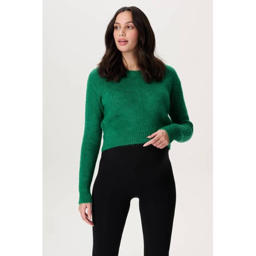 Noppies maternity zwangerschaps cropped trui groen grof gebreid Dames Acryl Ronde hals - maat L afbeelding