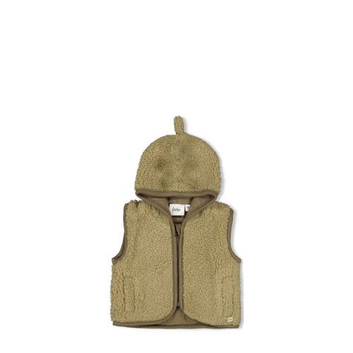 Feetje teddy bodywarmer Rawrsome olijfgroen Effen