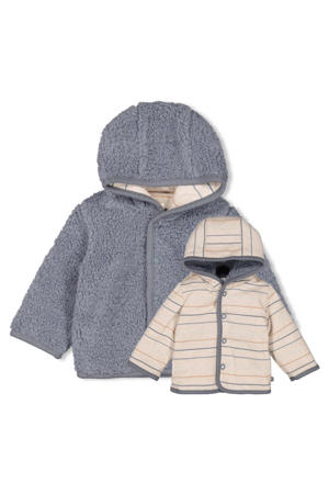 teddy reversible jas winter blauw