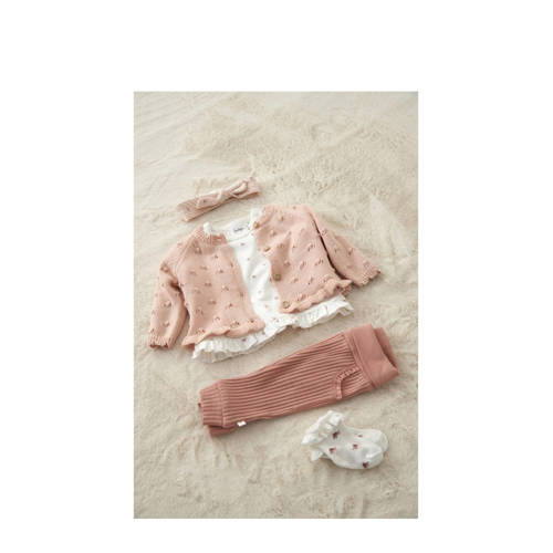 Feetje fijn gebreid vest Morning Sun roze Meisjes Katoen Ronde hals Effen