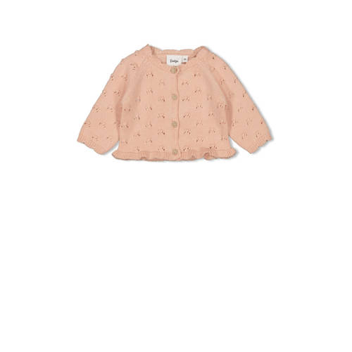 Feetje fijn gebreid vest Morning Sun roze Meisjes Katoen Ronde hals Effen