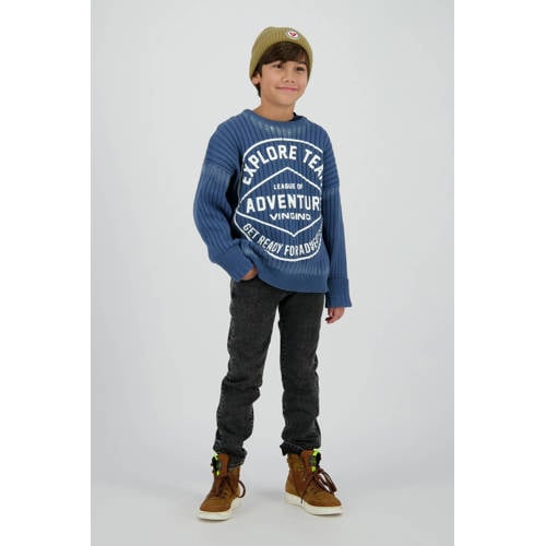 Vingino slim fit jeans black denim Zwart Effen - maat 134 afbeelding