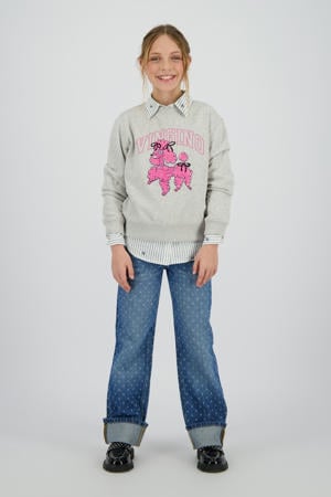 wide leg jeans medium blue denim