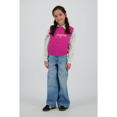 Vingino wide leg jeans light blue denim Blauw Effen - maat 152 afbeelding